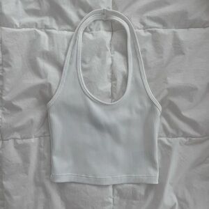 H&M Divided White Ribbed Halter Top